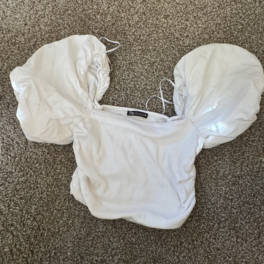 Zara White Puff Sleeve Blouse